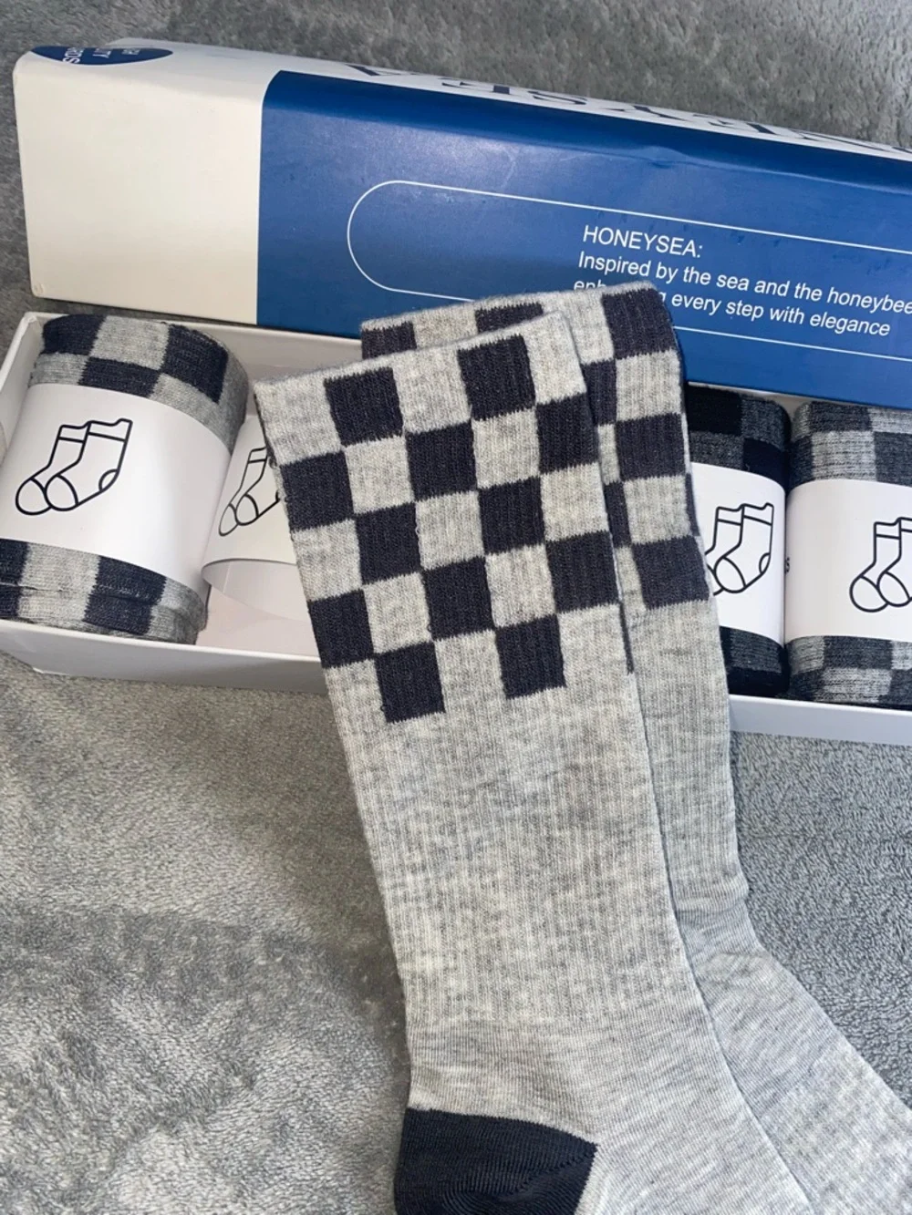 Honeysea 6-Pack Plaid Crew Socks Unisex Gift Set